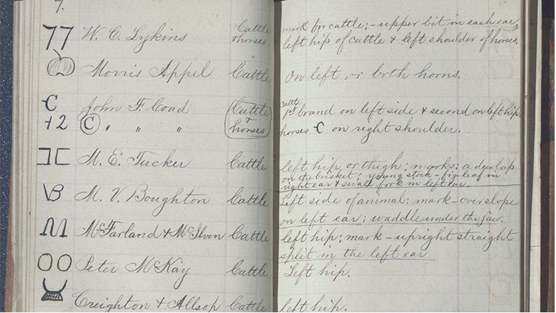 Ledgers and brand book of John Sparks, 1876-1879. From the Sparks Family Papers (2015-24), 2015-24_1_1_5.