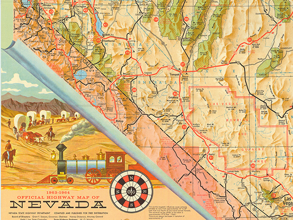 1963-1964 Official Highway Map of Nevada.