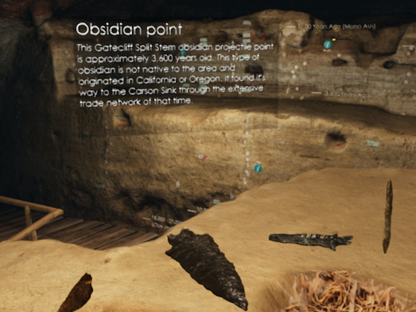Cache pit artifacts, specifically an obsidian point, from the experience.