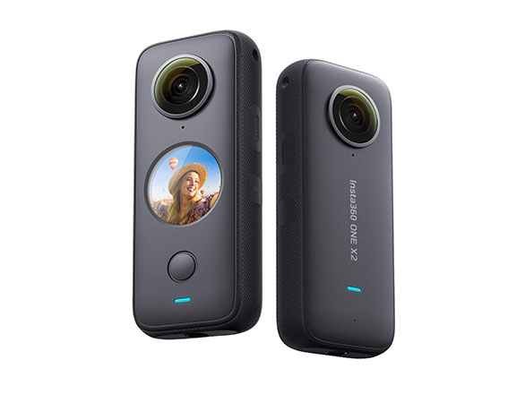 Two black Insta 360 One X2 cameras.