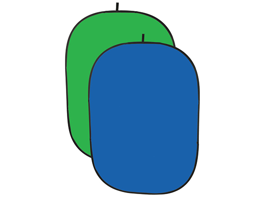 Oval chromakey screens in blue and green