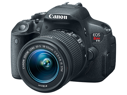 Black Canon T5i with lens and control buttons