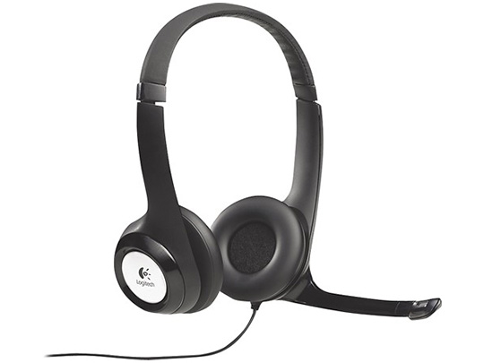 Black USB Headset with padded earpieces and a microphone