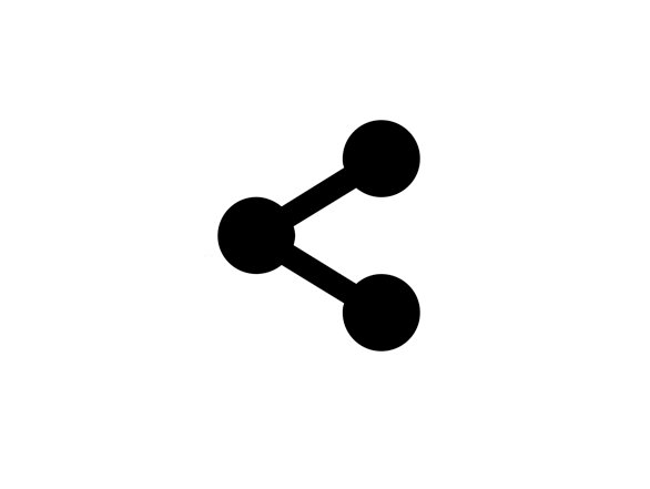 Black and white graphic of the sharing icon, symbolizing the dissemination of research data.