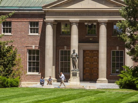 Exterior of the Mackay School of Mines building, home to the DeLaMare Library.