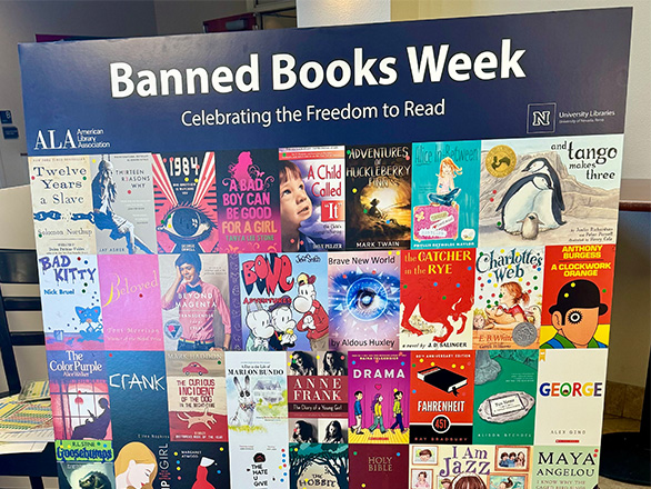 The covers of band books shown at the Knowledge Center.