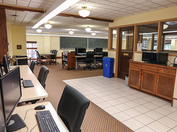 View of the exterior of the student collaboration room.