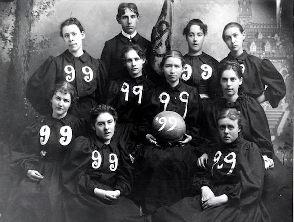 Wolf pack women's basketball team black and white photo