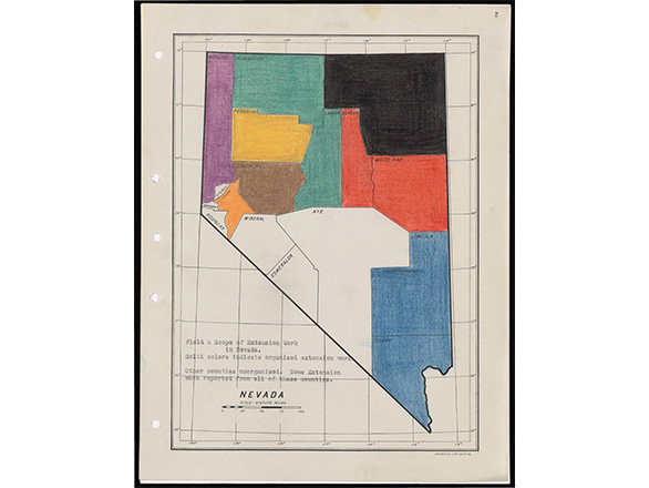 Colorful map of Nevada.