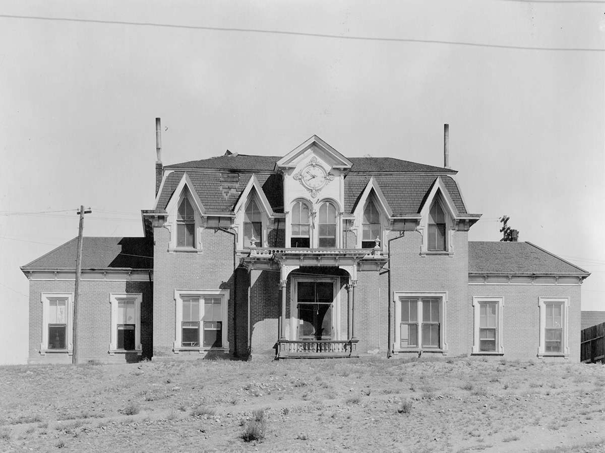 This photograph from 1874 shows a building at the university's original location in Elko, Nevada.