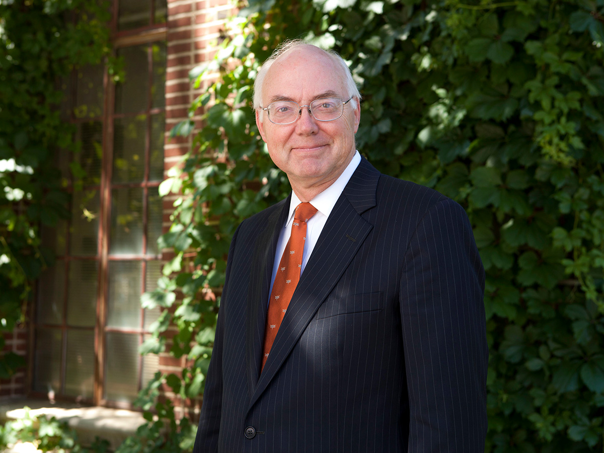 Outdoor portrait of University President Marc Johnson.