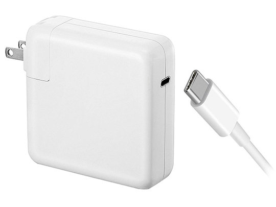 White square usb-c charger with cable