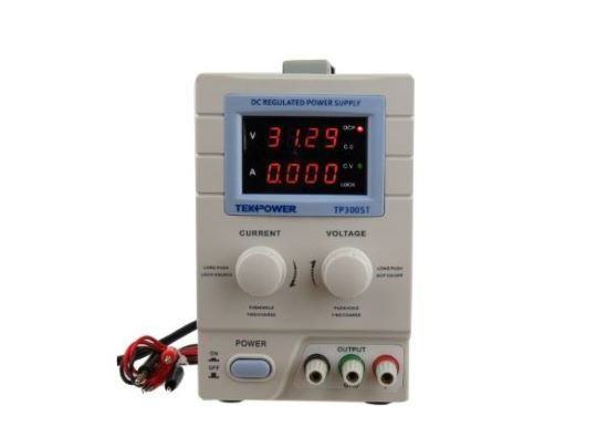 Tekpower variable power supply with buttons a screen and cords