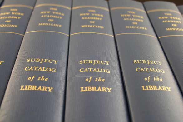 Library journals on a shelf