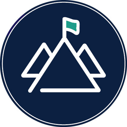 Icon of a flag atop a mountain.