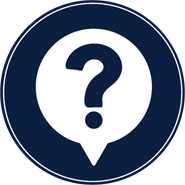 Icon with a question mark and blue background.