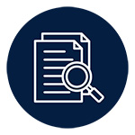 Icon of a magnifying glass in front of documents.