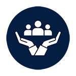 Icon of hands holding up three avatars.