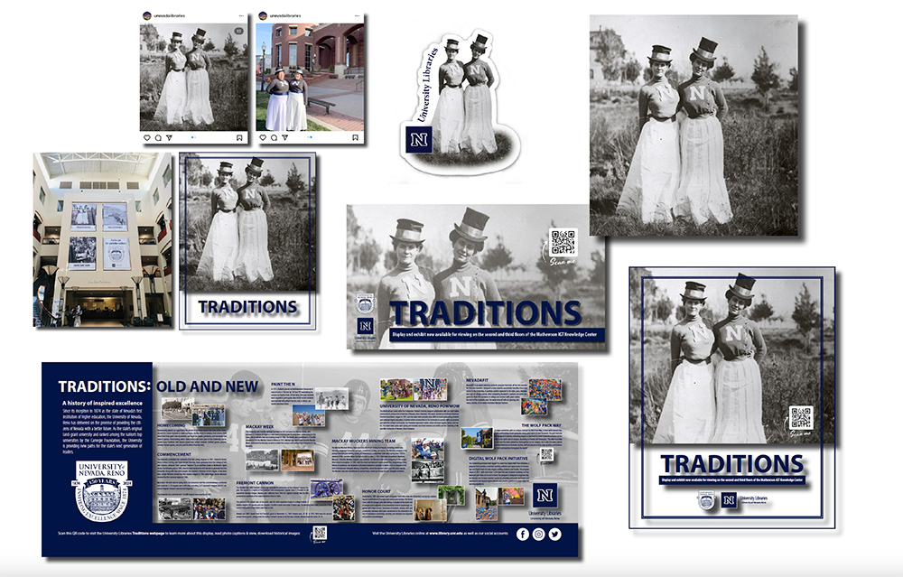 A collage showing the various work done for the Traditions exhibit.