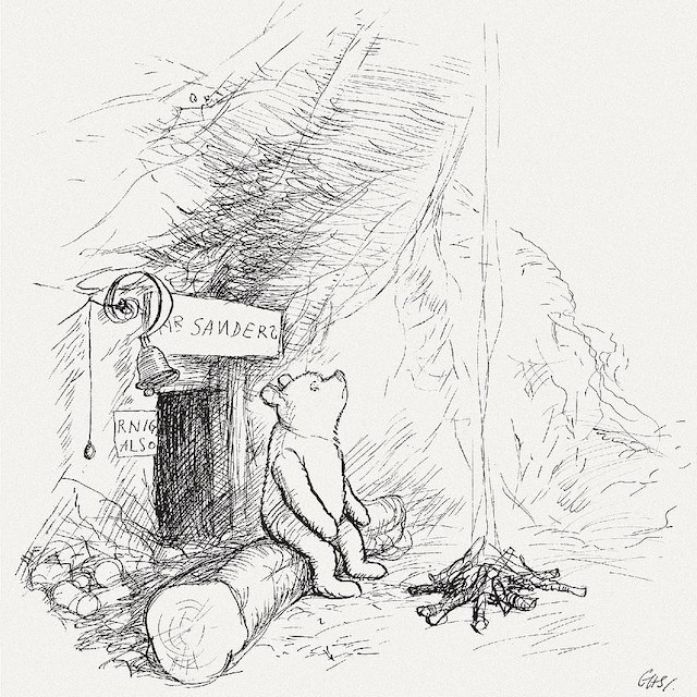 Illustration to page 3 of Winnie-the-Pooh (1926) by artist E. H. Shepard.