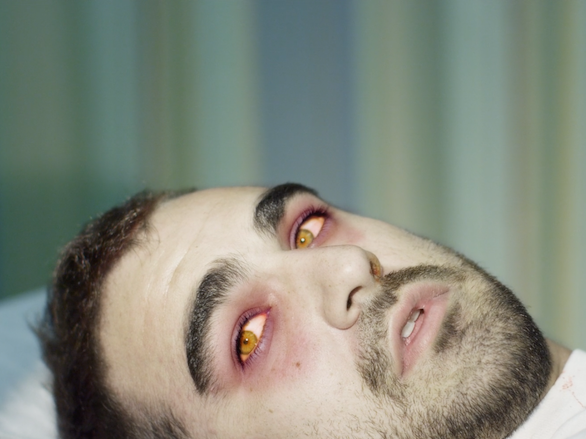 Cast member in zombie makeup.